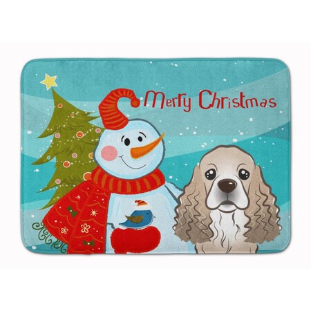 Carolines Treasures Snowman with Cocker Spaniel Machine Washable Memory Foam Mat BB1836RUG